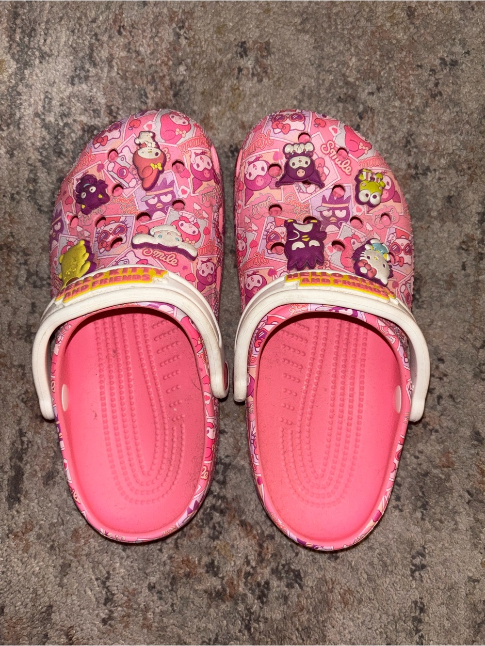 CROCS Pink Hello Kitty Clogs with White Strap